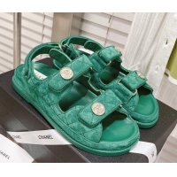 Good Product Chanel Washed-Effect Suede Strap Sandals G35927 Green