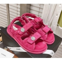 Low Price Chanel Washed-Effect Suede Strap Sandals G35927 Pink