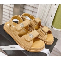 Grade Design Chanel Washed-Effect Suede Strap Sandals G35927 Yellow