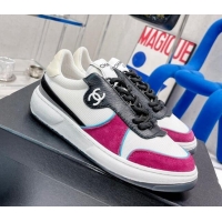 Best Grade Chanel Fabric, Suede & Calfskin Sneakers G38803 Dark Pink