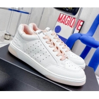 Charming Chanel Calfskin Sneakers White/Pink 030535