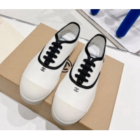 AAAAA Chanel Canvas Sneakers White/Black 030538