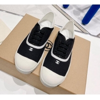 Hot Style Chanel Canvas Sneakers White/Black 030539