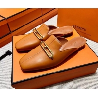 Hot Style Hermes Esmee Mule with Iconic Roulis Buckle 0209051 Brown