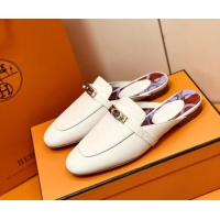 Grade Quality Hermes Oz Mule in Smooth Calfskin with Iconic Kelly Buckle 209055 White