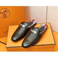 Pretty Style Hermes Oz Mule in Smooth Calfskin with Iconic Kelly Buckle 209055 Black