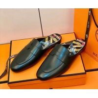 Classic Hermes Catena Mule in Smooth Calfskin 0214066 Black