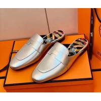 Top Design Hermes Catena Mule in Smooth Calfskin 0214066 Silver