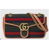 Cheapest Gucci GG Marmont small shoulder bag 443497 Dark green