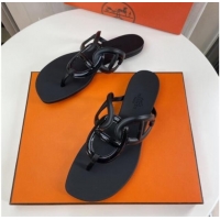 Good Quality Hermes Egerie Thong Slide Sandals 021701 Black