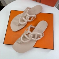 Grade Hermes Egerie Thong Slide Sandals 021701 Apricot