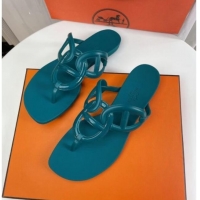 Top Grade Hermes Egerie Thong Slide Sandals 021701 Green