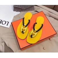 Popular Style Hermes Beach Thong Slide Sandals 021706 Yellow