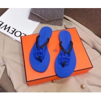 Grade Quality Hermes Beach Thong Slide Sandals 021706 Blue