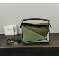 Luxury Inexpensive Loewe mini Puzzle Bag Original Leather 61841 green