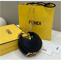 Top Grade Fendi Praphy Original Leather Big FENDI Logo Mini Bag 80056S Black