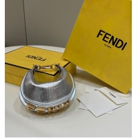 Luxury Classic Fendi Praphy Original Leather Big FENDI Logo Mini Bag 80056S Silver