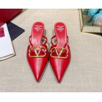 Best Product Valentino VLogo Lambskin Heel Mules 021660 Red