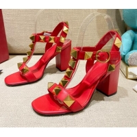 Perfect Valentino Roman Stud Calfskin Sandals 9cm 021664 Red