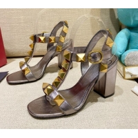 Good Looking Valentino Roman Stud Calfskin Sandals 9cm 021664 Bronze