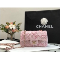 Top Quality CHANEL Tweed Braided Calfskin & Gold-Tone Metal 1116 pink