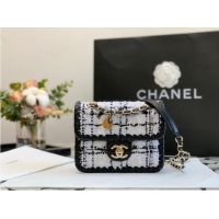 Buy Fashionable CHANEL Tweed Braided Calfskin & Gold-Tone Metal AS6075 black