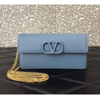 Top Quality VALENTINO GARAVANI Stud Sign Grained Calfskin Shoulder Bag 0093 blue