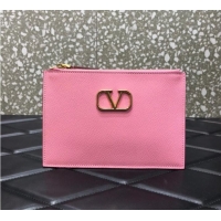 Well Crafted VALENTINO GARAVANI Stud Sign Grained Calfskin clutch bag 0620 pink