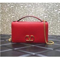 Classic VALENTINO GARAVANI Stud Sign Grained Calfskin Shoulder Bag 0680 red