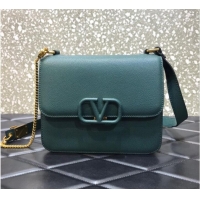 Top Discount VALENTINO GARAVANI Stud Sign Grained Calfskin Shoulder Bag 0808 blackish green