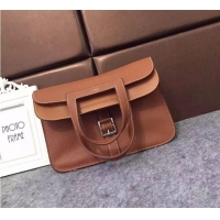 Market Sells Hermes Halzan Togo Original Leather H3909 Brown