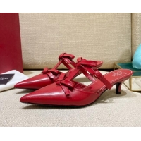 Best Grade Valentino Lambskin Bow Mules 021680 Red