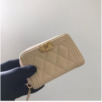 Famous Brand BOY CHANEL Coin Purse A80602 beige