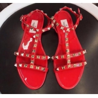 Unique Style Valentino PVC Stud Flat Sandals 021685 Red