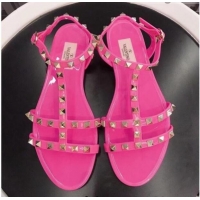 Stylish Valentino PVC Stud Flat Sandals 021685 Pink