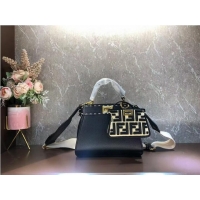 Good Taste Fendi Peekaboo ISeeU Small leather bag F8636 BLACK