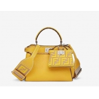 Low Cost Fendi Peekaboo ISeeU Small leather bag F8636 yellow