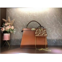 Buy Discount Fendi Peekaboo ISeeU MEDIUM leather bag F8637 brown