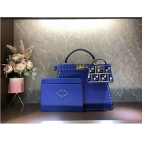 Super Quality Fendi Peekaboo ISeeU MEDIUM leather bag F8637 blue