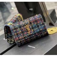 Promotional Yves Saint Laurent PUFFER SMALL BAG IN CHECKED TWEED AND LAMBSKIN 569930 multicolour