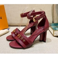 Hot Style Louis Vuitton Silhouette Leather Sandals 8cm 1A958C Burgundy