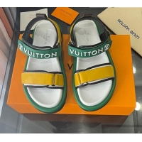 Purchase Louis Vuitton Pool Pillow Flat Comfort Sandals with Velcro Straps 021628 Green/Yellow