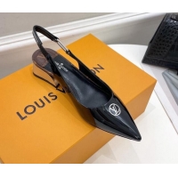 Low Cost Louis Vuitton Magnetic Slingback Pump 3.5cm in Patent Calf Leather Black 021634