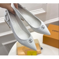 Luxury Cheap Louis Vuitton Magnetic Slingback Pump 3.5cm in Patent Calf Leather 021636 White