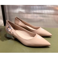 Sumptuous Louis Vuitton Magnetic Slingback Pump 3.5cm in Patent Calf Leather 021636 Nude