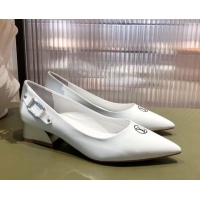 Low Price Louis Vuitton Magnetic Pumps 3.5cm in Glazed Calf Leather 021640 White