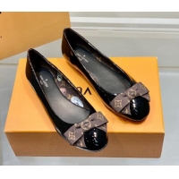 Fashion Luxury Louis Vuitton Popi Patent Flat Ballerinas Black/Monogram Canvas 021945