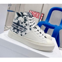 Top Design Dior Walk'n'Dior Star High-top Sneakers in Blue and White Calfskin and Fabric with Dior Étoile Motif 021591