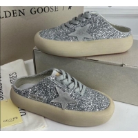 Discount Golden Goose GGDB Space-Star Sabot Sneakers in Silver Glitter 030402