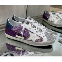 Cheapest Golden Goose GGDB Super-Star Sneakers in Multicolor Glitter with Star 030408